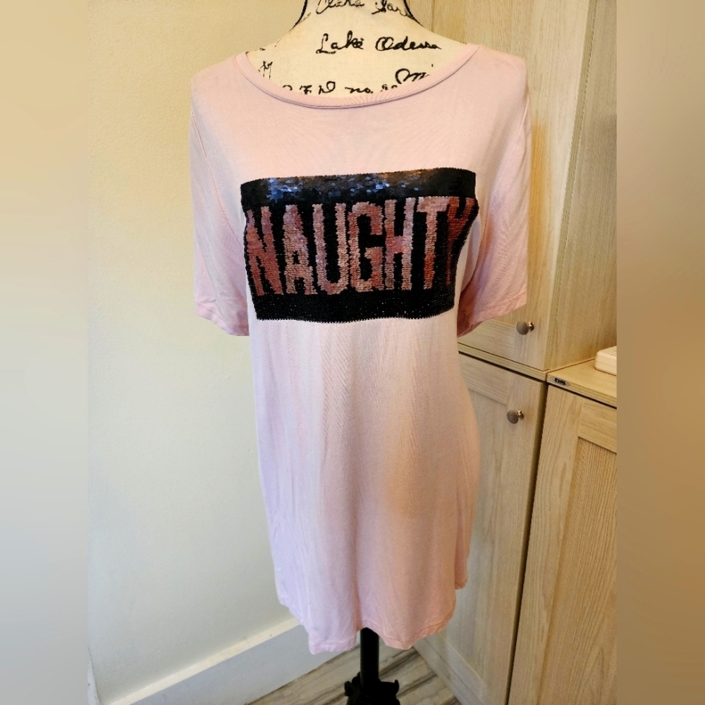 Rebel "nice/naughty" sequin cold shoulder top